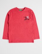 United Colors of Benetton Памучна блуза с овално деколте Бял/Черен/Малина