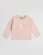 United Colors of Benetton Памучна блуза с принт Прашно розово