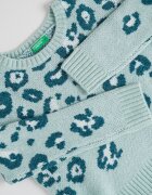 United Colors of Benetton Плетен пуловер с принт Светлозелен