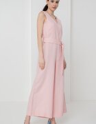 United Colors of Benetton Прав ленен гащеризон с шпиц Пастелнорозов