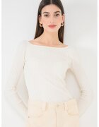 United Colors of Benetton Пуловер с деколте тип лодка - Мръснобял