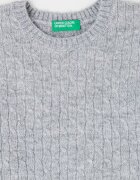 United Colors of Benetton Пуловер с плетка осморка Сив