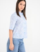 United Colors of Benetton Риза с принт и къси ръкави Бял/Ледено синьо