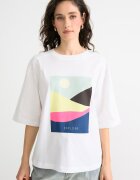 United Colors of Benetton Свободна блуза с принт и среднодълги ръкави Бледозелен/Бял