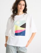 United Colors of Benetton Свободна блуза с принт и среднодълги ръкави Бледозелен/Бял