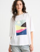 United Colors of Benetton Свободна блуза с принт и среднодълги ръкави Бледозелен/Бял