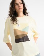 United Colors of Benetton Свободна блуза с принт и среднодълги ръкави Сламеножълт