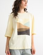 United Colors of Benetton Свободна блуза с принт и среднодълги ръкави Сламеножълт