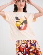 United Colors of Benetton Свободна тениска с принт Крем