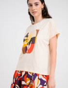 United Colors of Benetton Свободна тениска с принт Крем