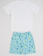 United Colors of Benetton Тениска и къс панталон с принт 2 части Бял/Тюркоаз