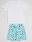 United Colors of Benetton Тениска и къс панталон с принт 2 части Бял/Тюркоаз