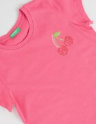 United Colors of Benetton Тениска с бляскав принт Фуксия