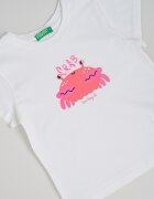 United Colors of Benetton Тениска с овално деколте и графика Бял