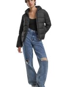 Urban Classics Подплатено зимно яке с качулка Избеляло черно