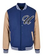 Urban Classics Яке Varsity с джобове встрани - Тъмносин/Бежов