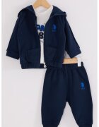 US Polo Assn Блуза с принт - спортен панталон и худи - 3 части - Мръснобял/Тъмносин