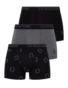 US Polo Assn Боксерки - 3 чифта - Черен/Сив меланж