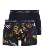 US Polo Assn Боксерки с десен - 2 чифта - Черен/Ултрамарин синьо/Шафраново жълто