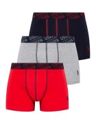 US Polo Assn Боксерки с лого - 3 чифта - Червен/Сив меланж/Тъмносин