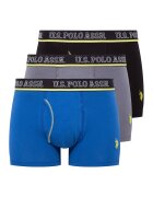 US Polo Assn Боксерки с лого на талията - 3 чифта - Черен/Пепеляво сиво/Син