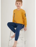 US Polo Assn Дълга пижама с лого - Оранжев/Тъмносин
