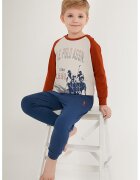 US Polo Assn Дълга пижама с вцетен блок - Бордо/Ултрамарин синьо/Сив меланж