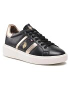 US Polo Assn Дамски кецове - Черни - Естествена и екологична кожа 2870