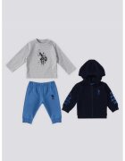US Polo Assn Худи - блуза и спортен панталон - Сив меланж/Тъмносин