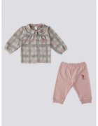US Polo Assn Карирана блуза и спортен панталон - Сив/Розово