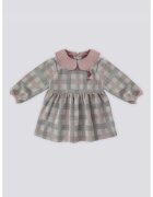 US Polo Assn Карирана рокля с яка Peter Pan - Сив/Розово