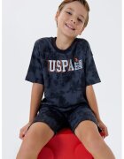 US Polo Assn Къс спортен екип с батик и лого - Тъмносин/Ултрамарин синьо