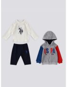 US Polo Assn Комплект - 3 части - Червен/Сив меланж/Син