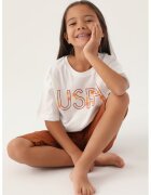 US Polo Assn Комплект с лого - Бял/Персийски портокал