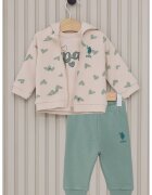 US Polo Assn Комплект с памук - 3 части - Бледозелен/Крем