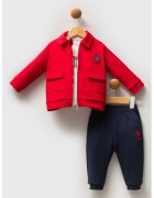 US Polo Assn Комплект с памук - 3 части - Червен/Ултрамарин синьо/Мръснобял