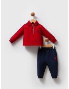 US Polo Assn Памучна блуза с яка и спортен панталон - 2 части - Светло кафяво/Тъмносин