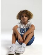 US Polo Assn Памучна тениска и къс панталон - Кралско Синьо/Бял