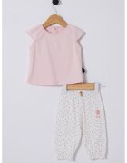 US Polo Assn Памучна тениска и панталон с принт - Бял/Тъмнобежово/Бледо розово