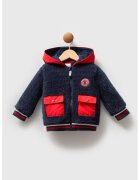 US Polo Assn Плюшено зимно яке с джобове с капаче - Червен/Тъмносин