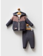 US Polo Assn Спортен екип в цветен блок - 3 части - Бял/Кафяв/Антрацитно сиво