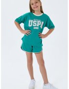 US Polo Assn Памучен спортен екип с контрасти - Червен/Бял