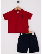 US Polo Assn Тениска с принт и панталон - 2 части - Червен/Черен
