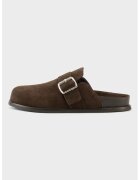 Vagabond Shoemakers Велурено сабо с декоративна тока - Тъмнокафяв