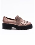 VAGAM Кожени мокасини с ресни - Бронз