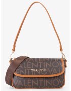 Valentino Bags Чанта през рамо от еко кожа с презрамка с лого - Тъмнокафяв/Канелено кафяво/Светлокафяв