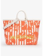 Valentino Bags Флорална шопинг чанта от еко кожа - Бял/Светлосин