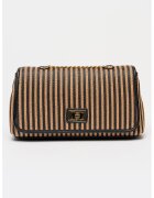 Valentino Bags Раирана чанта през рамо Selene - Черен/Мръснобял/Светло бежово