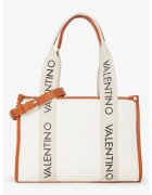 Valentino Bags Текстилна шопинг чанта Candle с лога на дръжките - Карамел/Мръснобял