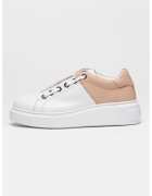 Valentino Двуцветни кожени спортни обувки - Бял/Прашно розово